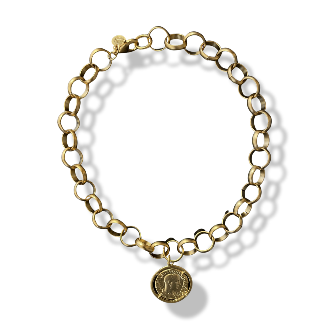 CHAIN CHOKER WITH ROMAN COIN
